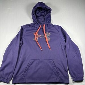 Under Armour Mens Hoodie Purple medium ColdGear Pullover Big Logo Athletic